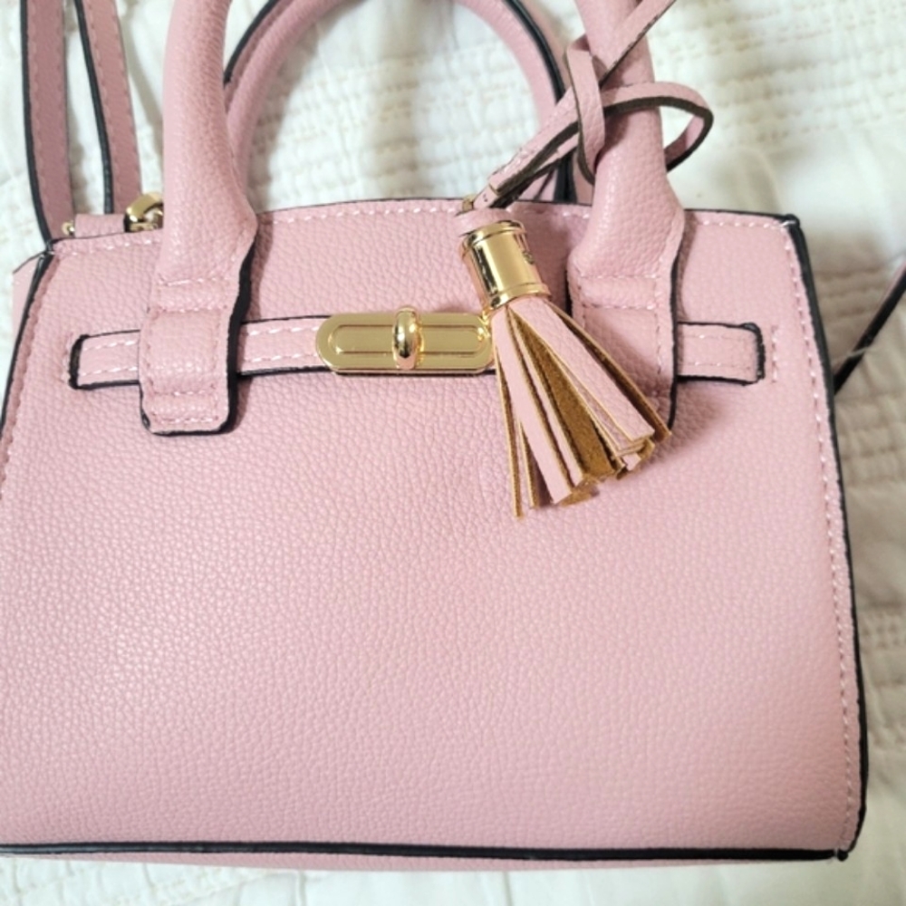 ☆ Pink Faux Leather Mini Crossbody Bag - Picture 6 of 14